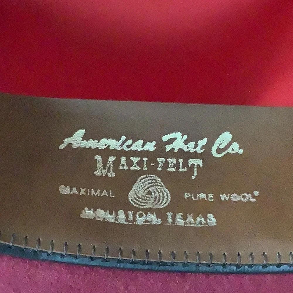 Vintage American Hat Co. Merlot Long Oval Western Hat Maxi Felt Pure Wool Size 7 - Picture 10 of 11
